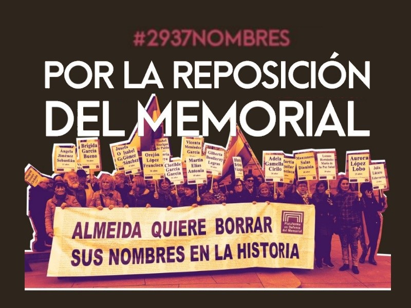 CONCENTRACIÓN Por la reposición del memorial · jueves 23 junio 21h · Pl. Cibeles
